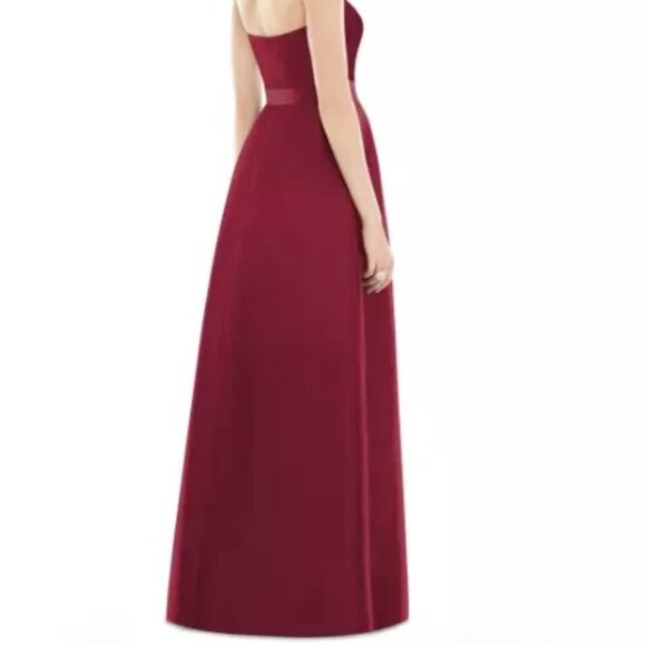 Alfred Sung Burgundy Strapless A-Line Ballgown D755S - Picture 2 of 2